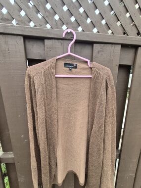 Laura Plus Women's Brown Cardigan Shimmer Size 2x Viscose Silk Open Front EUC